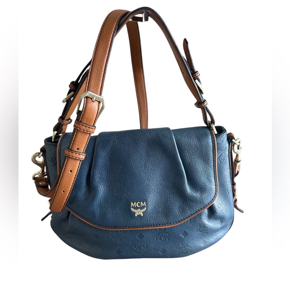 MCM Blue 2 way leather bag